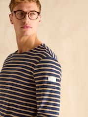 Navy Blue & Brown - Joules Breton Striped Top - صورة 5 من 6