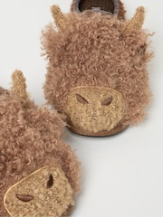 FatFace Hamish Brown Highland Cow Slippers - Image 2 of 2