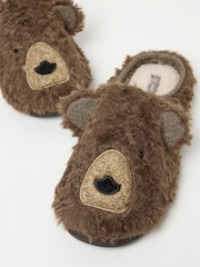 FatFace Brown Grizzly Bear Slippers - Image 1 of 4