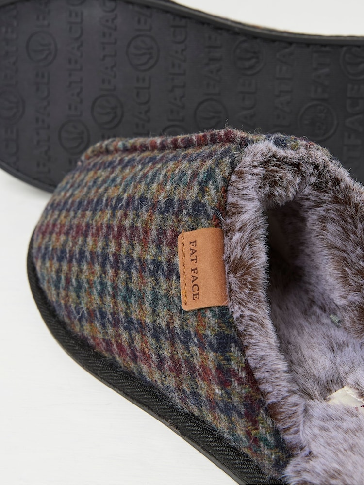 FatFace Harvey Navy Check Mule Slippers - Image 2 of 2