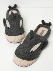 FatFace Kev Grey Killer Whale Slippers - Image 1 of 2