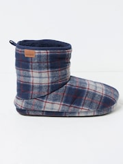 FatFace Sussex Navy Blue Check Boot Slippers - Image 1 of 2