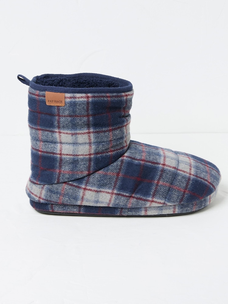 FatFace Sussex Navy Blue Check Boot Slippers - Image 1 of 2