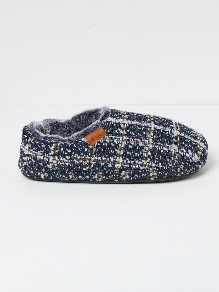 FatFace Arthur Navy Blue Check Mules - Image 1 of 2