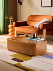 MADE.COM Caramel Brown Anya Glass Storage Coffee Table - Image 1 of 5