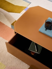 MADE.COM Caramel Brown Anya Glass Storage Coffee Table - Image 2 of 5