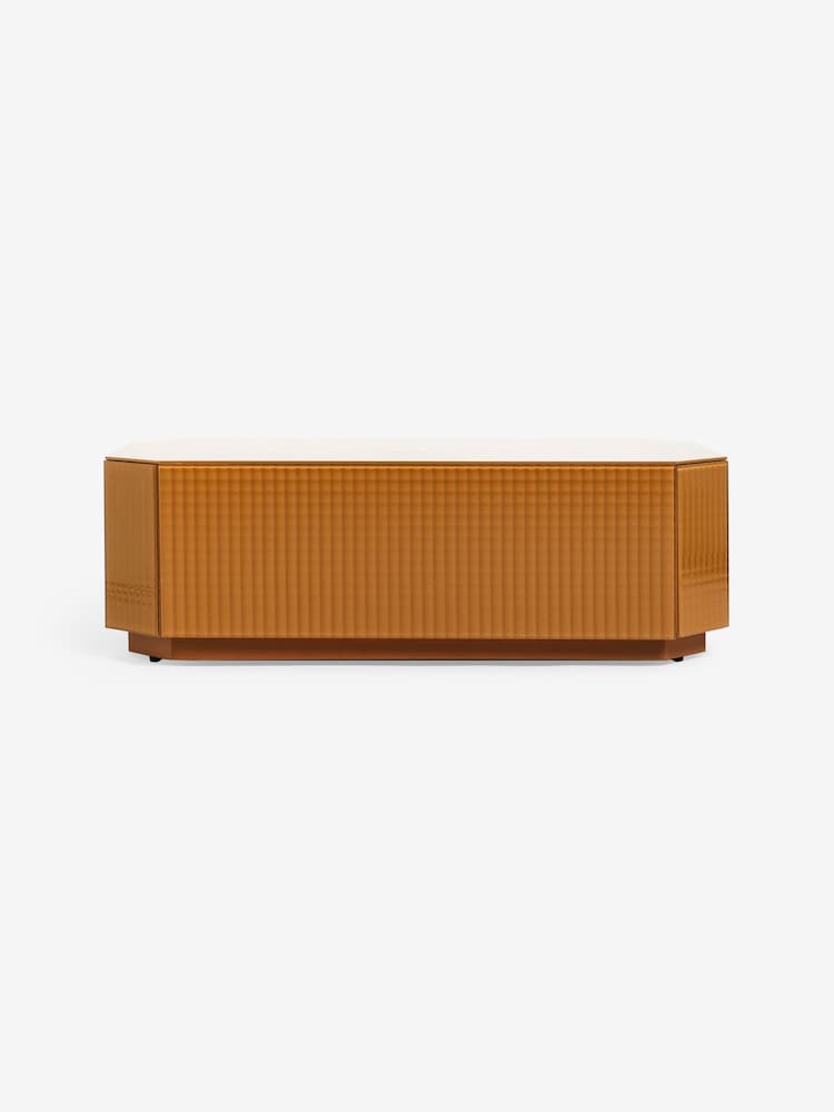 MADE.COM Caramel Brown Anya Glass Storage Coffee Table - Image 5 of 5