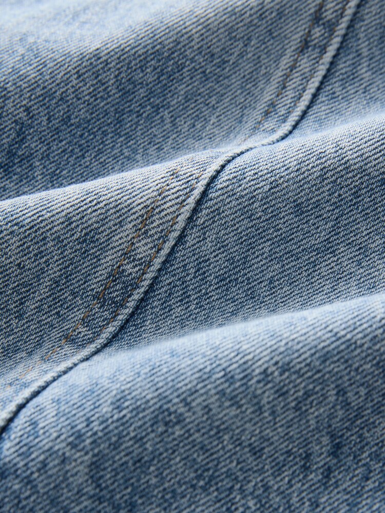 Mid Blue Seam Front Cargo Wide Leg Jeans - Image 8 of 9