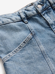 Mittelblau - Naht-Cargo-Jeans mit weitem Bein vorne - Bild 9 von 9