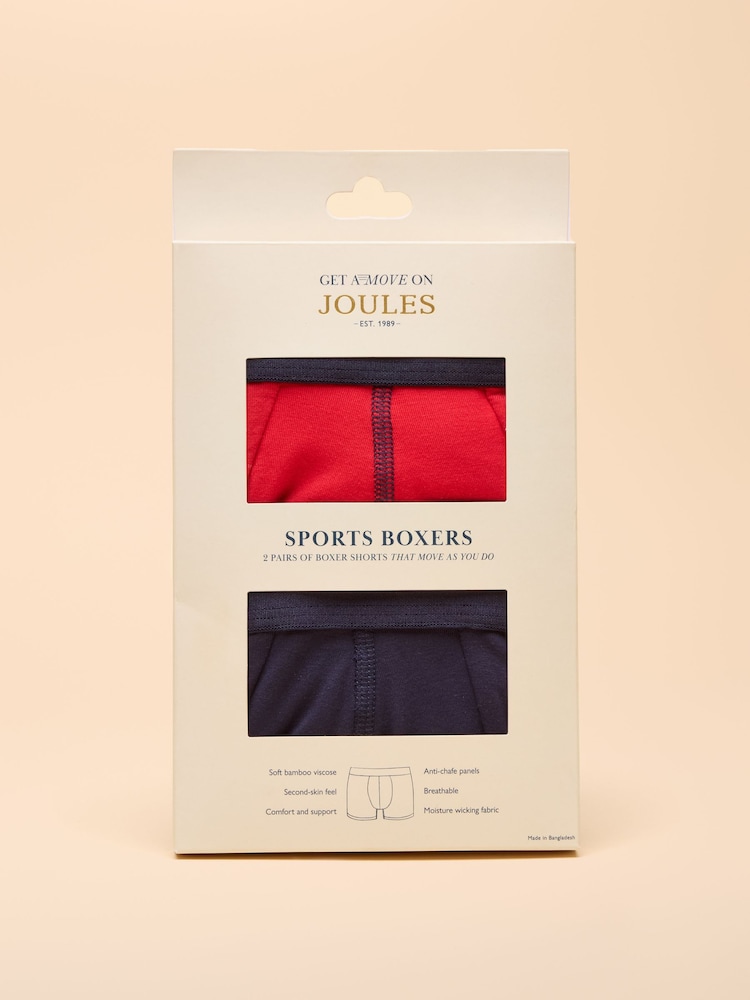 Joules Get A Move On Navy/Red Pack of Two Sports Boxers - Image 1 of 4