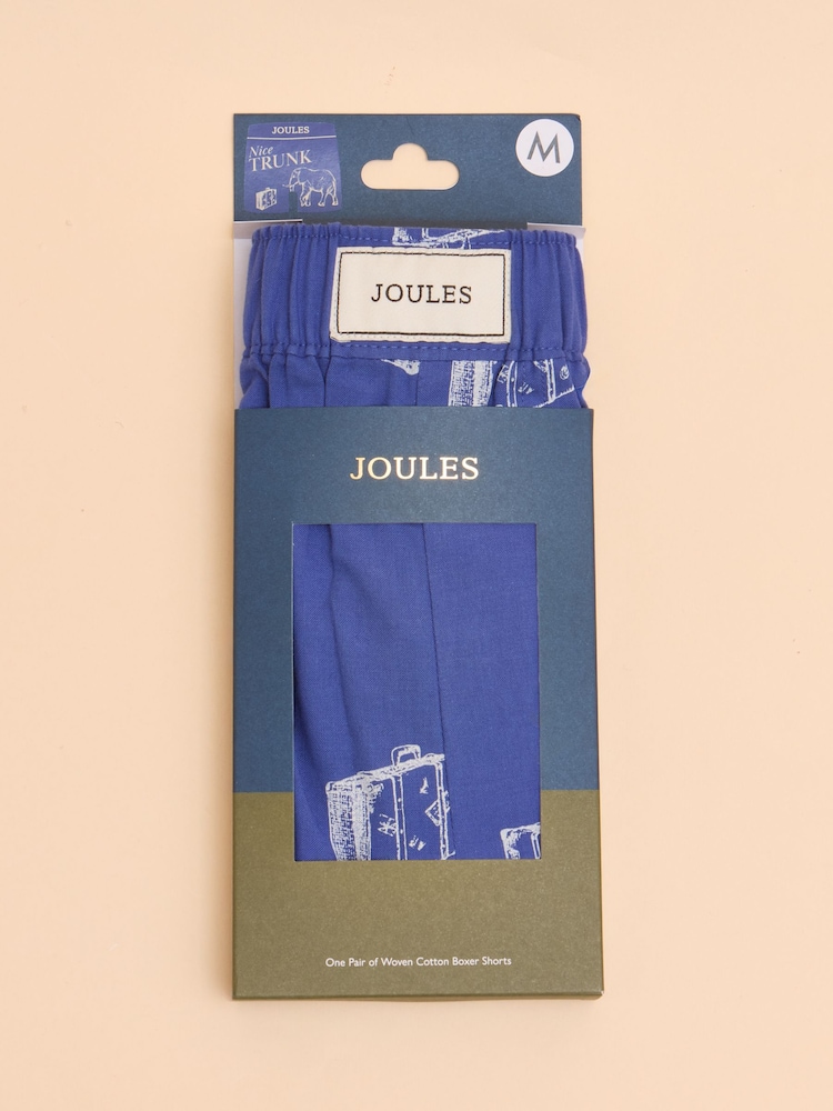 Joules Blue Elephant Print Woven Boxers - Image 2 of 3