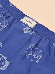 Joules Blue Elephant Print Woven Boxers - Image 3 of 3