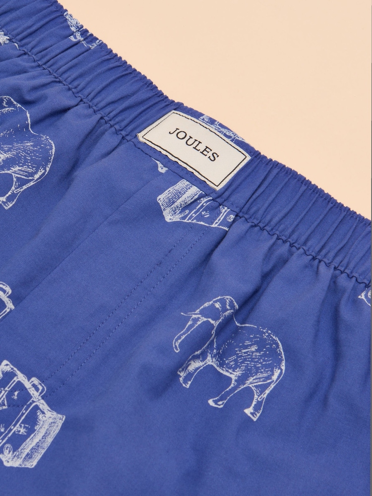 Joules Blue Elephant Print Woven Boxers - Image 3 of 3