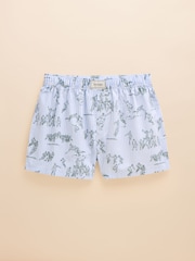 Joules Light Blue Rugby Print Woven Boxers - Image 1 of 3
