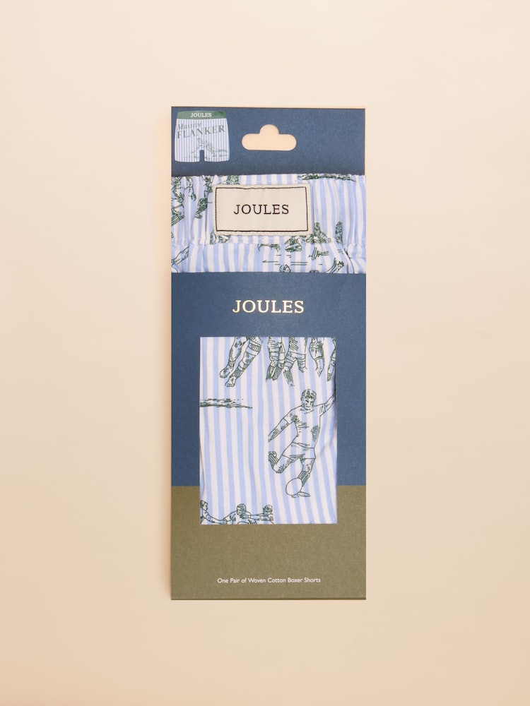 Joules Light Blue Rugby Print Woven Boxers - Image 2 of 3