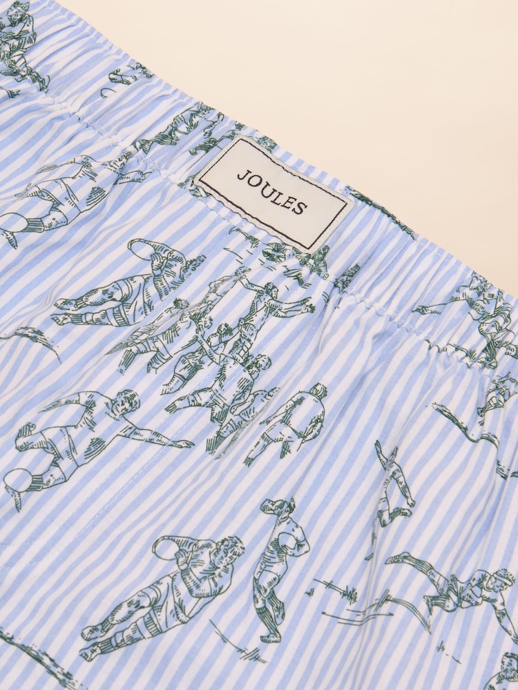Joules Light Blue Rugby Print Woven Boxers - Image 3 of 3