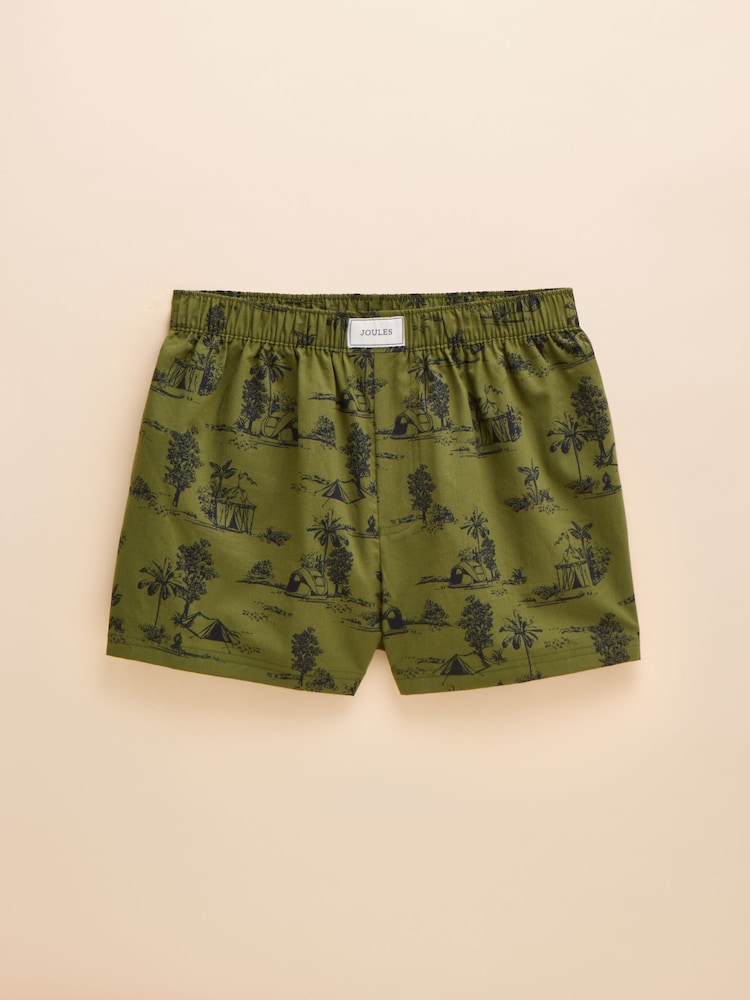 Joules Khaki Green Toile de Jouy Woven Boxers - Image 1 of 3