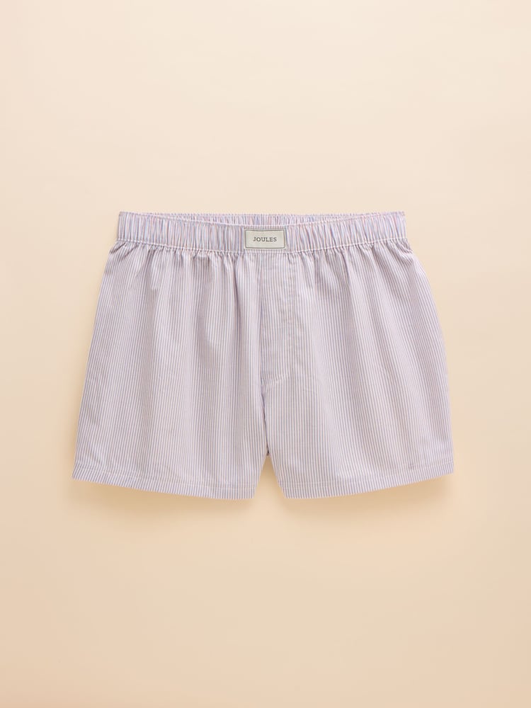 Joules Blue & Pink Stripe Woven Boxers - Image 1 of 3