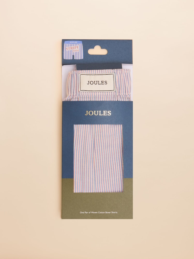Joules Blue & Pink Stripe Woven Boxers - Image 2 of 3