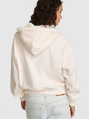 Victoria's Secret PINK Cosy White Tartan Fleece Zip Up Hoodie - Image 3 of 4