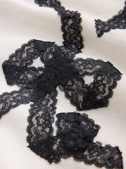 Ecru Lace Bow Supersoft Short Sleeve Knitted Jumper - Image 7 of 8