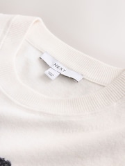 Ecru Lace Bow Supersoft Short Sleeve Knitted Jumper - Image 8 of 8