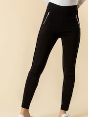 Roman Black Zip Detail Stretch Trousers - Image 1 of 3