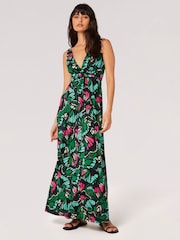 Apricot Blue Colourful Butterfly Wings Maxi Dress - Image 1 of 4