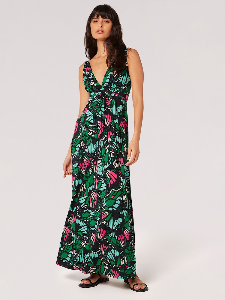 Apricot Blue Colourful Butterfly Wings Maxi Dress - Image 1 of 8 Apricot Blue Colourful Butterfly Wings Maxi Dress - Image 1 of 8