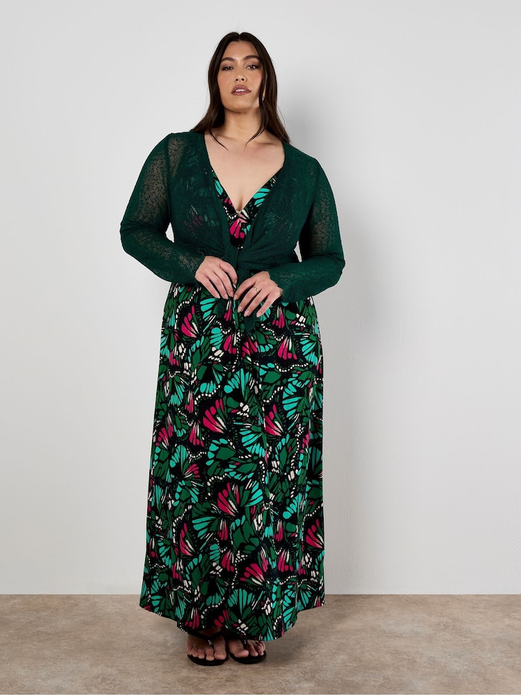 Apricot Blue Colourful Butterfly Wings Maxi Dress - Image 8 of 8