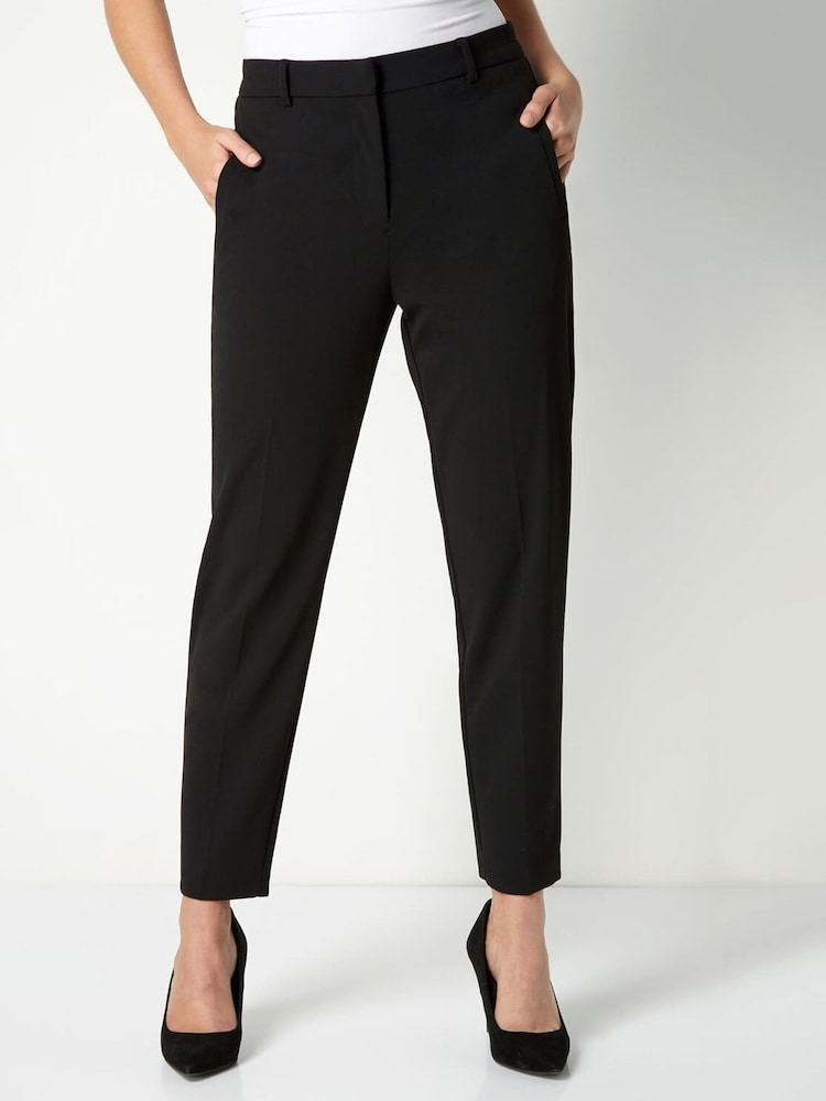 Roman Black Petite Short Straight Leg Stretch Trouser - Image 1 of 4