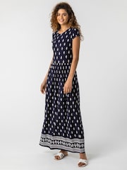 Roman Blue Paisley Border Print Maxi Dress - Image 1 of 4