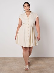 Apricot Natural Open Collar Shirt Mini Dress - Image 5 of 8