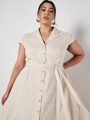 Apricot Natural Open Collar Shirt Mini Dress - Image 7 of 8