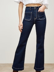 Apricot Dark Blue Wash Luci 2 Pocket Flare Jeans - Image 6 of 6