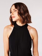 Apricot Black Halter Neck Split Leg Jumpsuit - Image 2 of 4