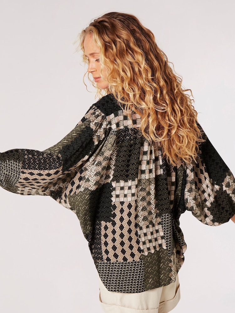 Apricot Green Oversize Tribal Shirt - Image 4 of 4