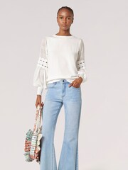 Apricot Cream Chiffon And Crochet Sleeve Jumper - Image 5 of 5