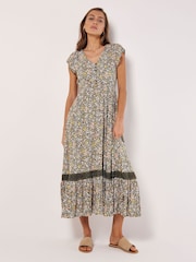 Apricot Green Ditsy Floral Maxi Dress - Image 1 of 2