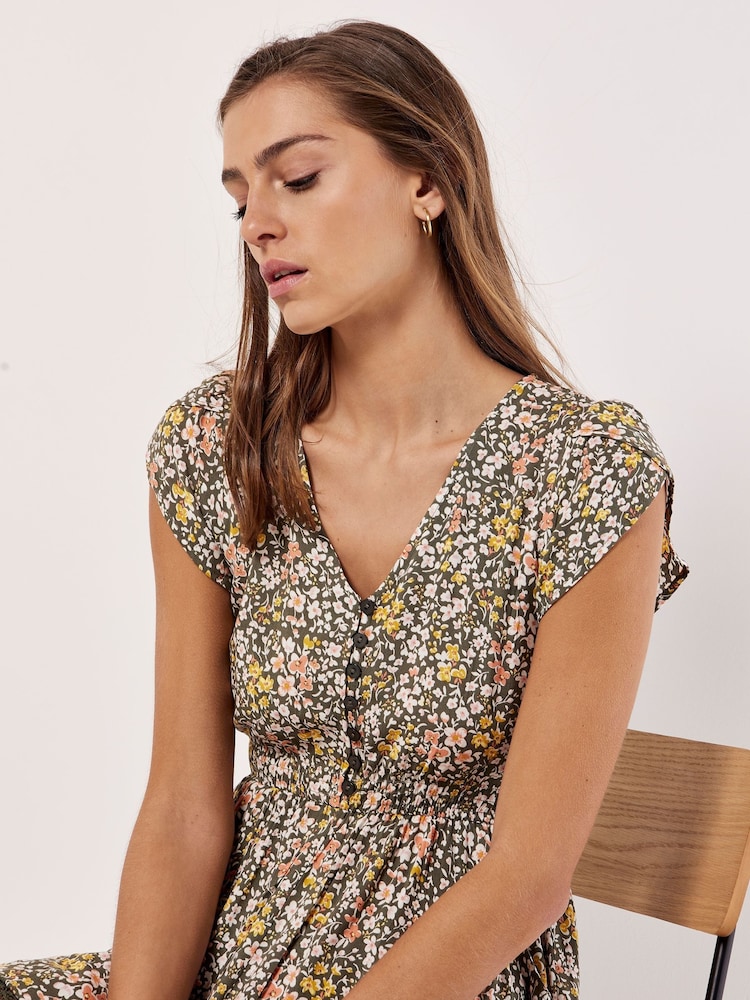 Apricot Green Ditsy Floral Maxi Dress - Image 2 of 2