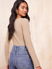 Friends Like These Camel Long Sleeve Scoop Neck Top - Image 4 of 4