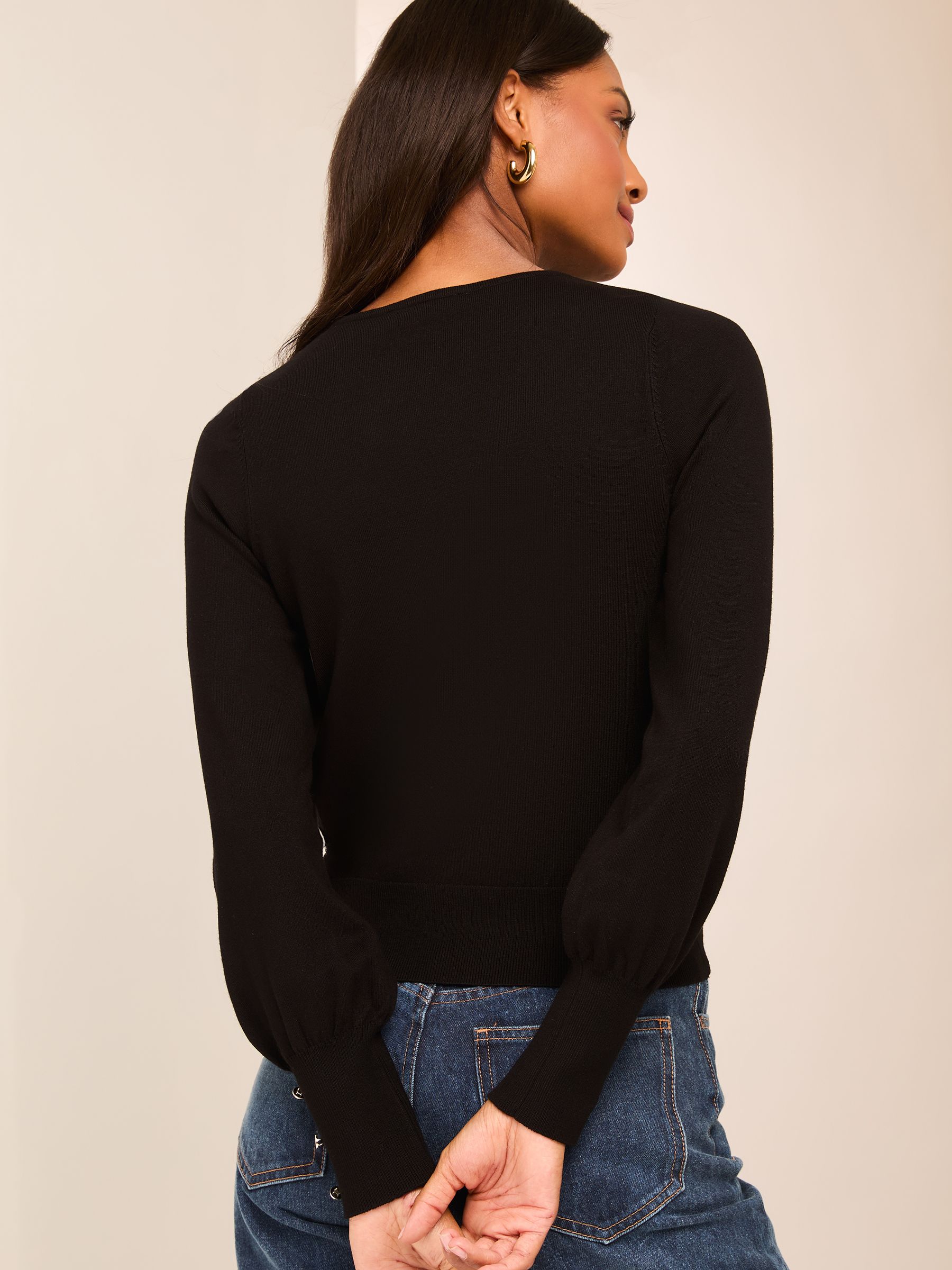 Buy Lipsy Black Ladder Trim Knitted Crew Neck Cardigan from the