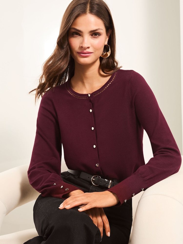 Lipsy Ladder Trim Knitted okrogel ovratnik; z okroglim ovratnikom pletena jopa - Slika 1 iz 4