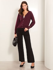Lipsy Ladder Trim Knitted okrogel ovratnik; z okroglim ovratnikom pletena jopa - Slika 3 iz 4