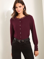 Lipsy Ladder Trim Knitted okrogel ovratnik; z okroglim ovratnikom pletena jopa - Slika 4 iz 4