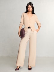 Camel - Lipsy Pleten V-izrez; z V-izrezom Waisted Button pletena jopa - Slika 3 iz 5