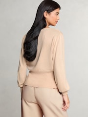 Camel - Lipsy Pleten V-izrez; z V-izrezom Waisted Button pletena jopa - Slika 4 iz 5