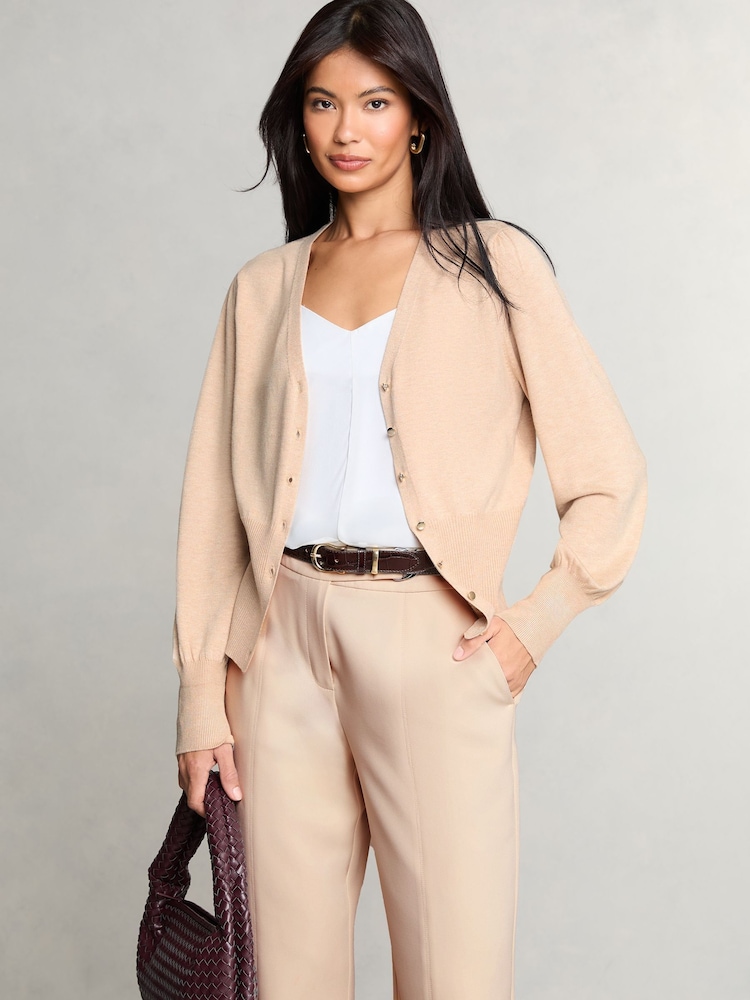 Camel - Lipsy Pleten V-izrez; z V-izrezom Waisted Button pletena jopa - Slika 5 iz 5 Camel - Lipsy Pleten V-izrez; z V-izrezom Waisted Button pletena jopa - Slika 5 iz 5