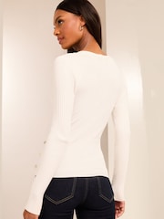 Lipsy Ivory White Wrap Detail Knitted Top - Image 3 of 3