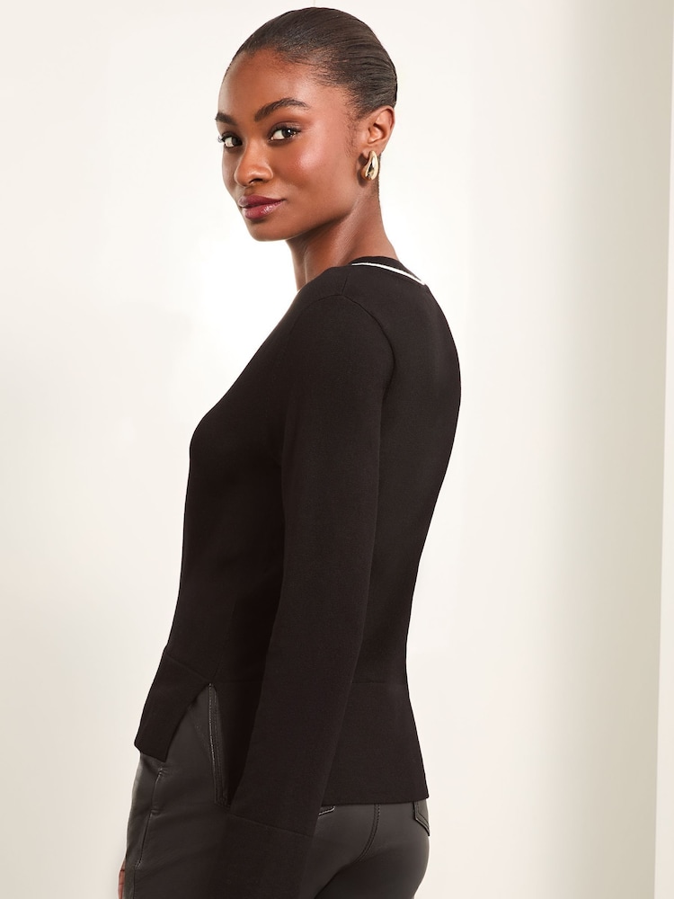 Lipsy Black Petite Knitted V Neck Tipped Jumper - Image 4 of 4 Lipsy Black Petite Knitted V Neck Tipped Jumper - Image 4 of 4